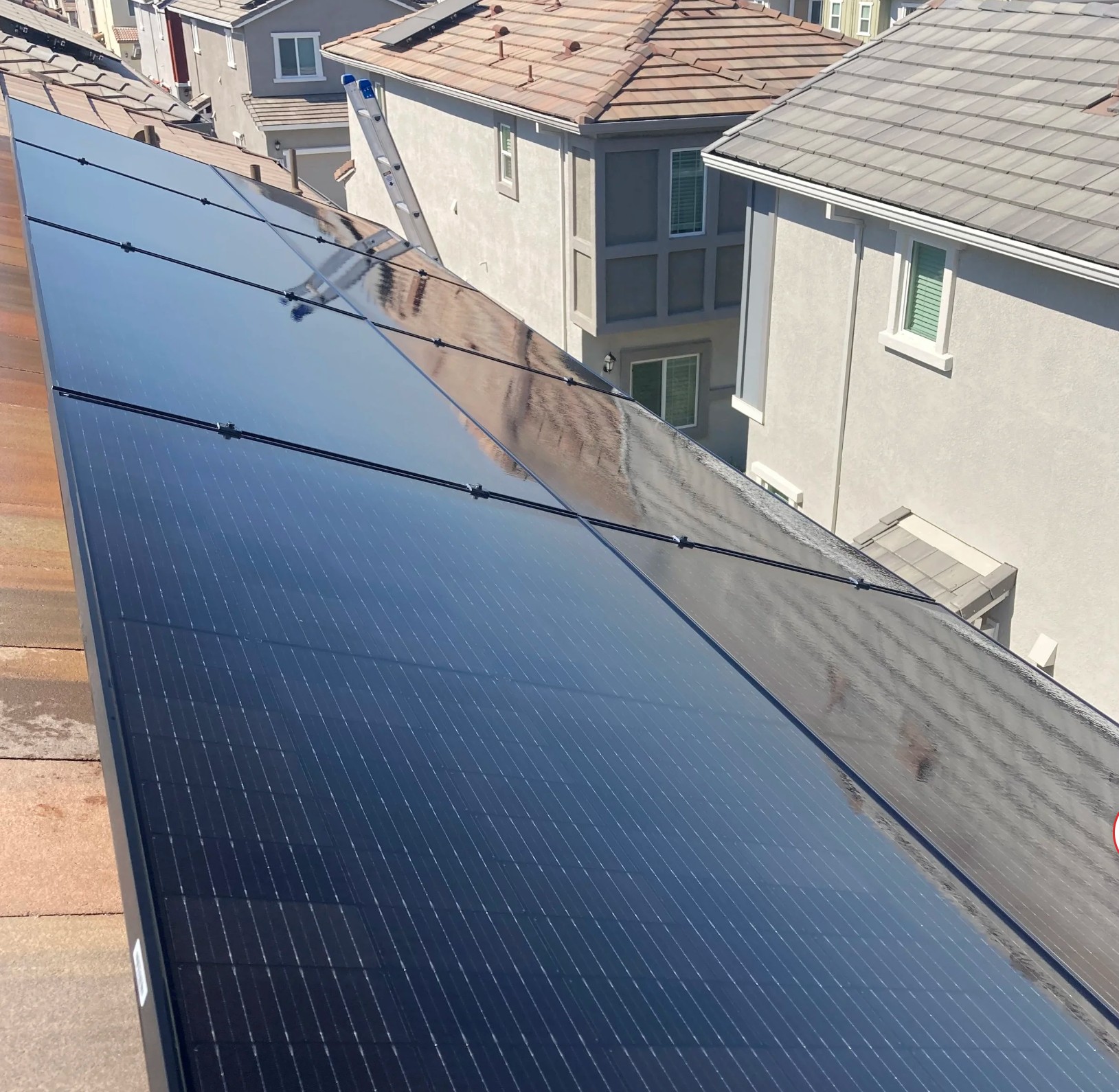 Clean solar panels after professional cleaning service in the Inland Empire, California